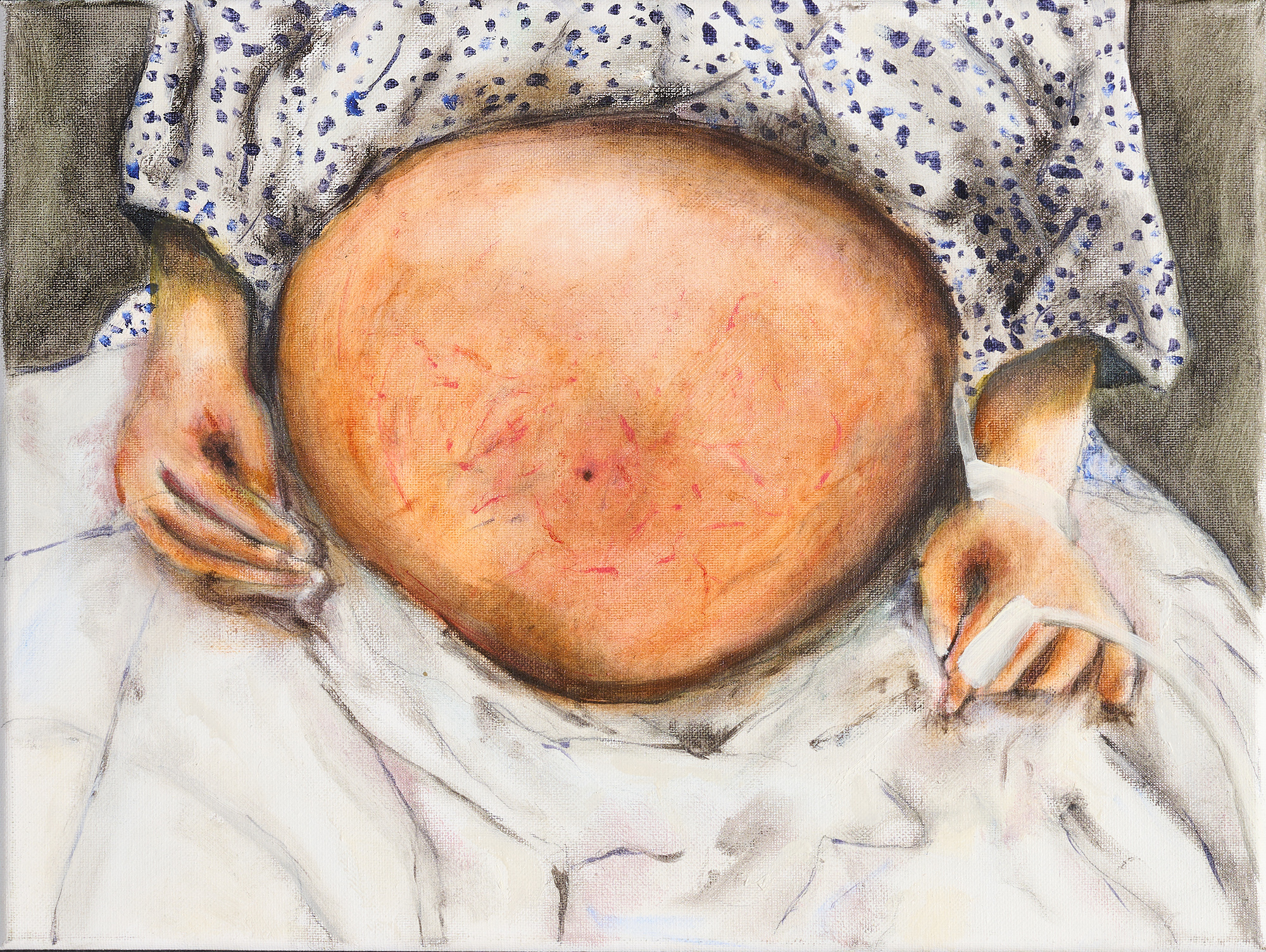 oil painting of a pregant woman's stomach